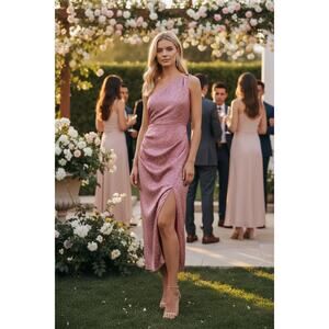 NWT FAVORITE DAUGHTER DRESS PINK POLKA DOT WEDDING GUEST FORMAL EVENING COQUETTE